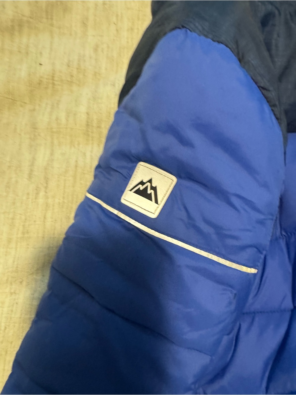 Snozu Blue and Neon Green Hooded Puffer Jacket - Picture 4 of 5